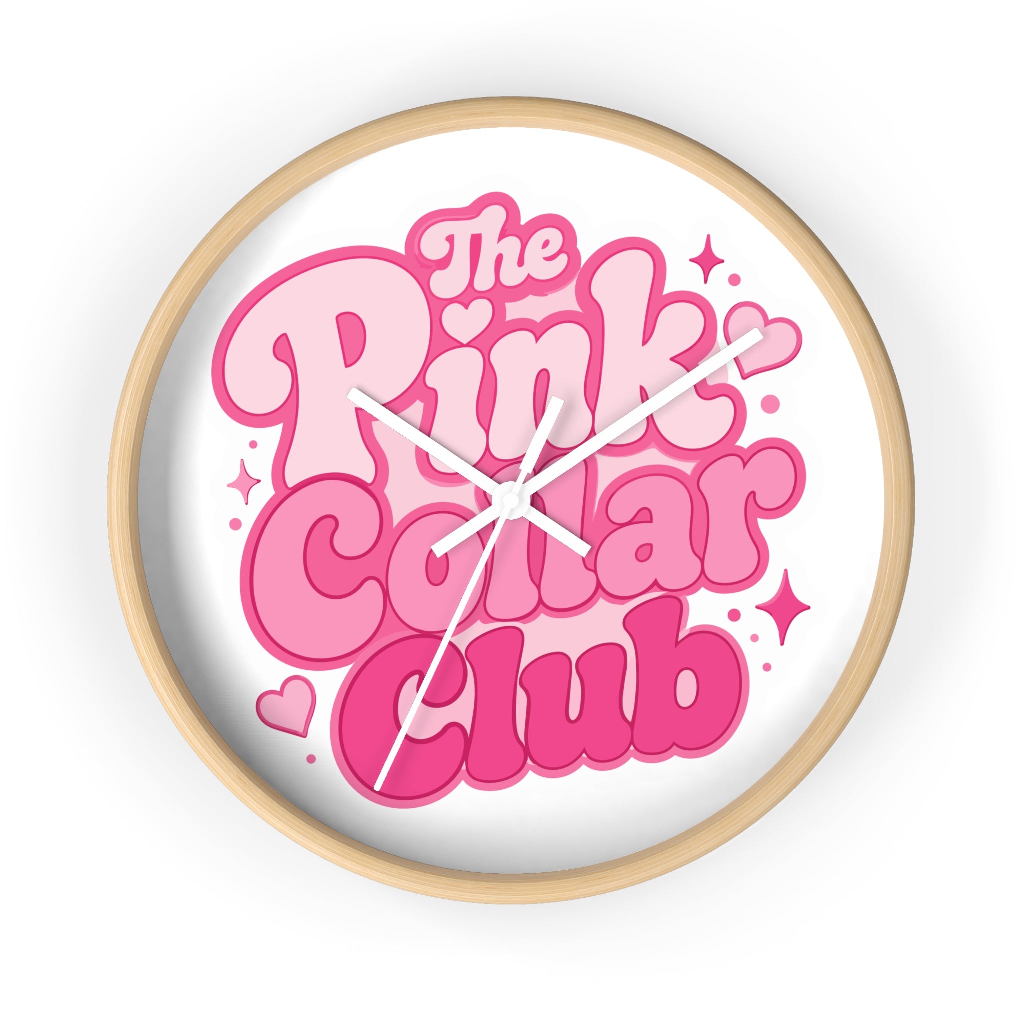 The Pink Collar Club Wall Clock — Retro Pink Graphic Home Decor