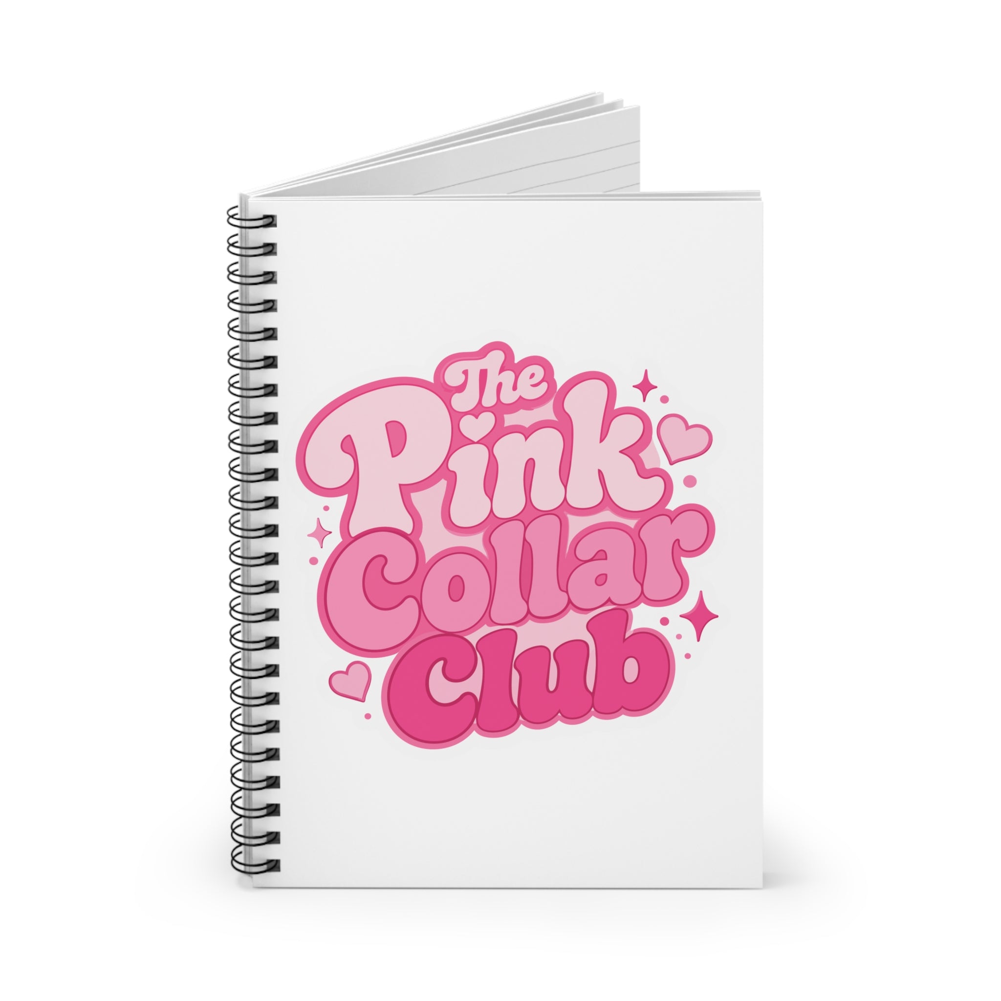 The Pink Collar Club Spiral Notebook — Cute Pink Retro Journal (Ruled)