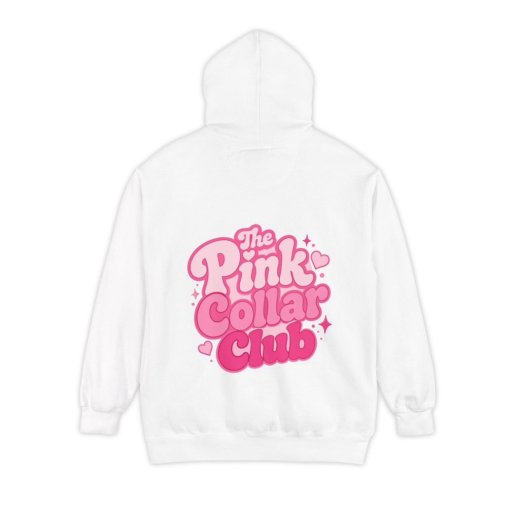 Pink Collar Club Hoodie — Retro Pink Graphic Pullover