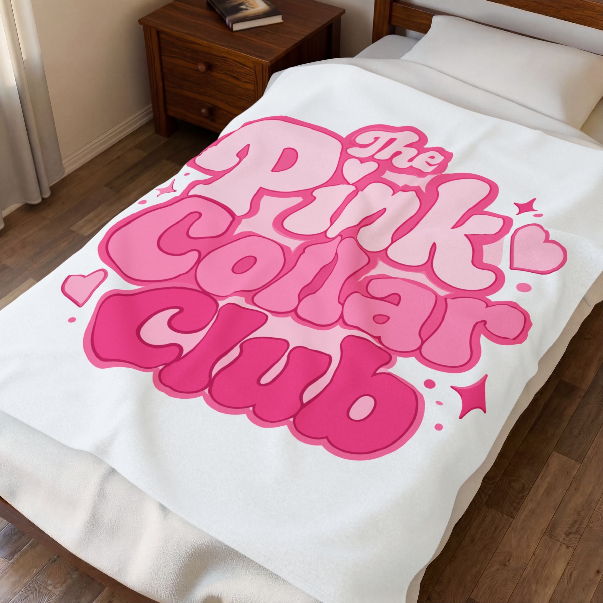 Velveteen Blanket — "The Pink Collar Club" Plush Throw for Cozy Gifts & Self-Care