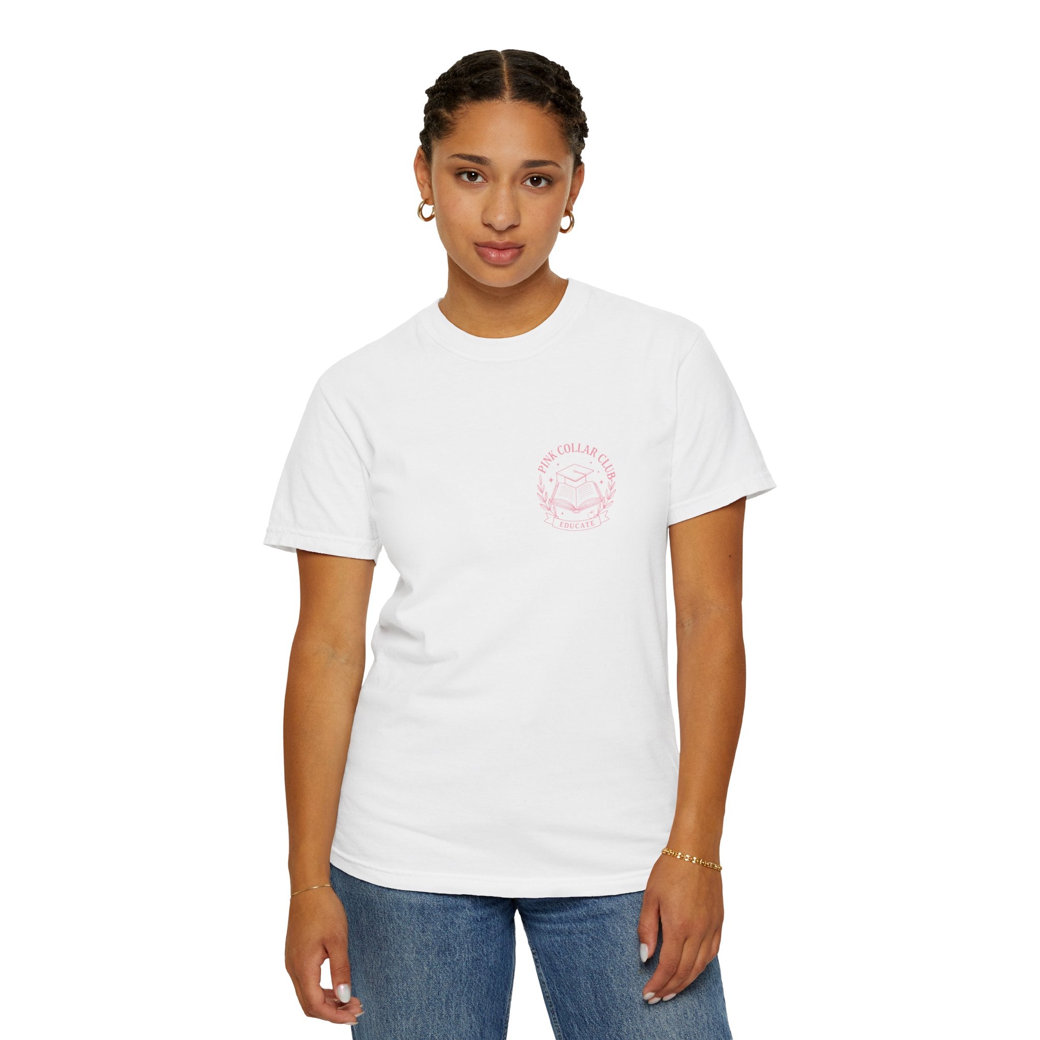 Pink Collar Club T-Shirt — Education Floral Wreath