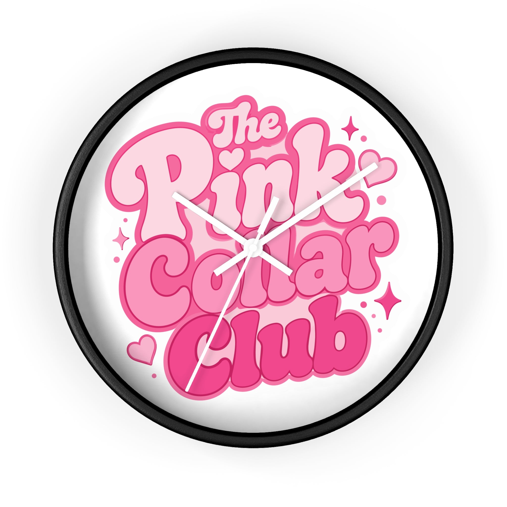 The Pink Collar Club Wall Clock — Retro Pink Graphic Home Decor
