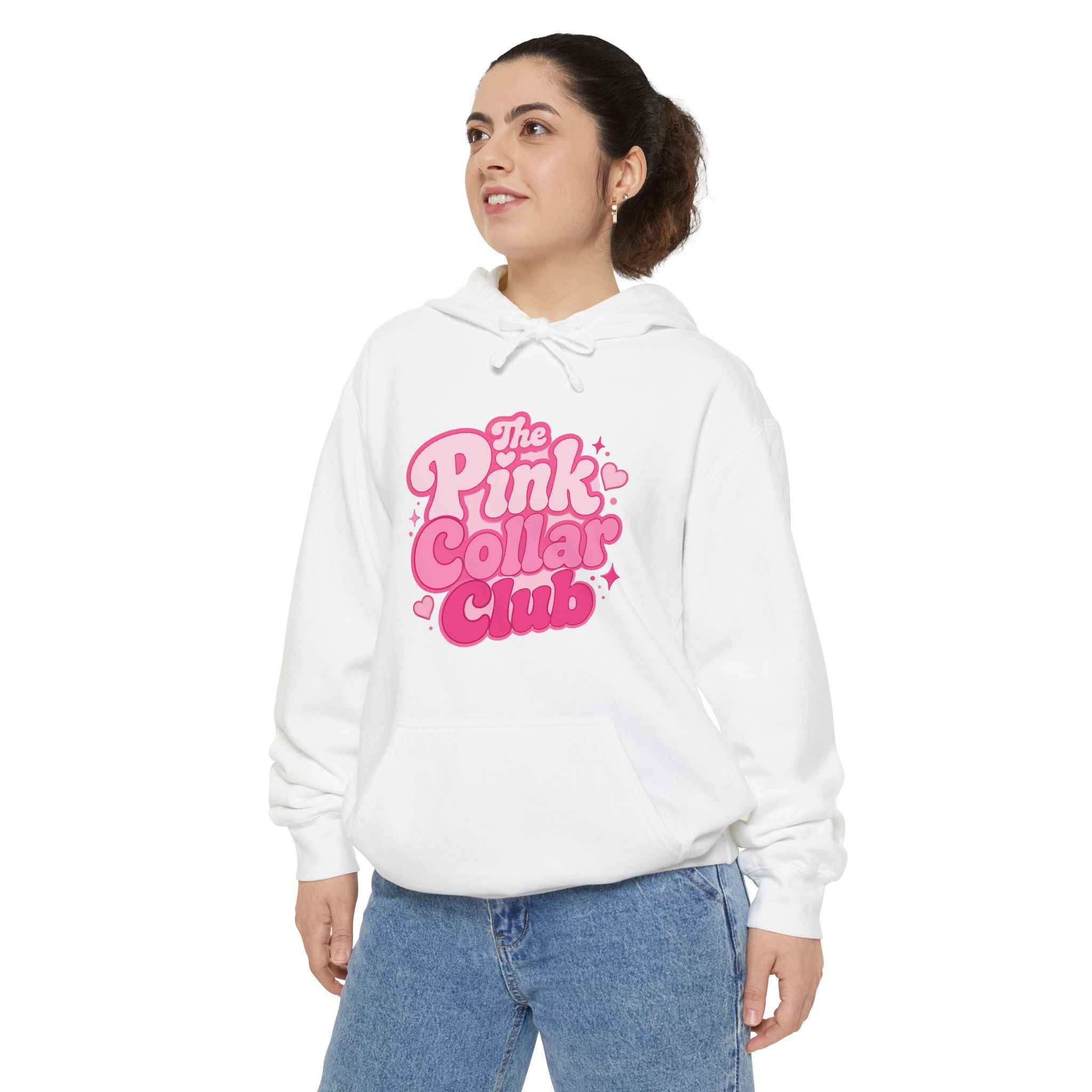 Pink Collar Club Hoodie — Retro Pink Graphic Pullover