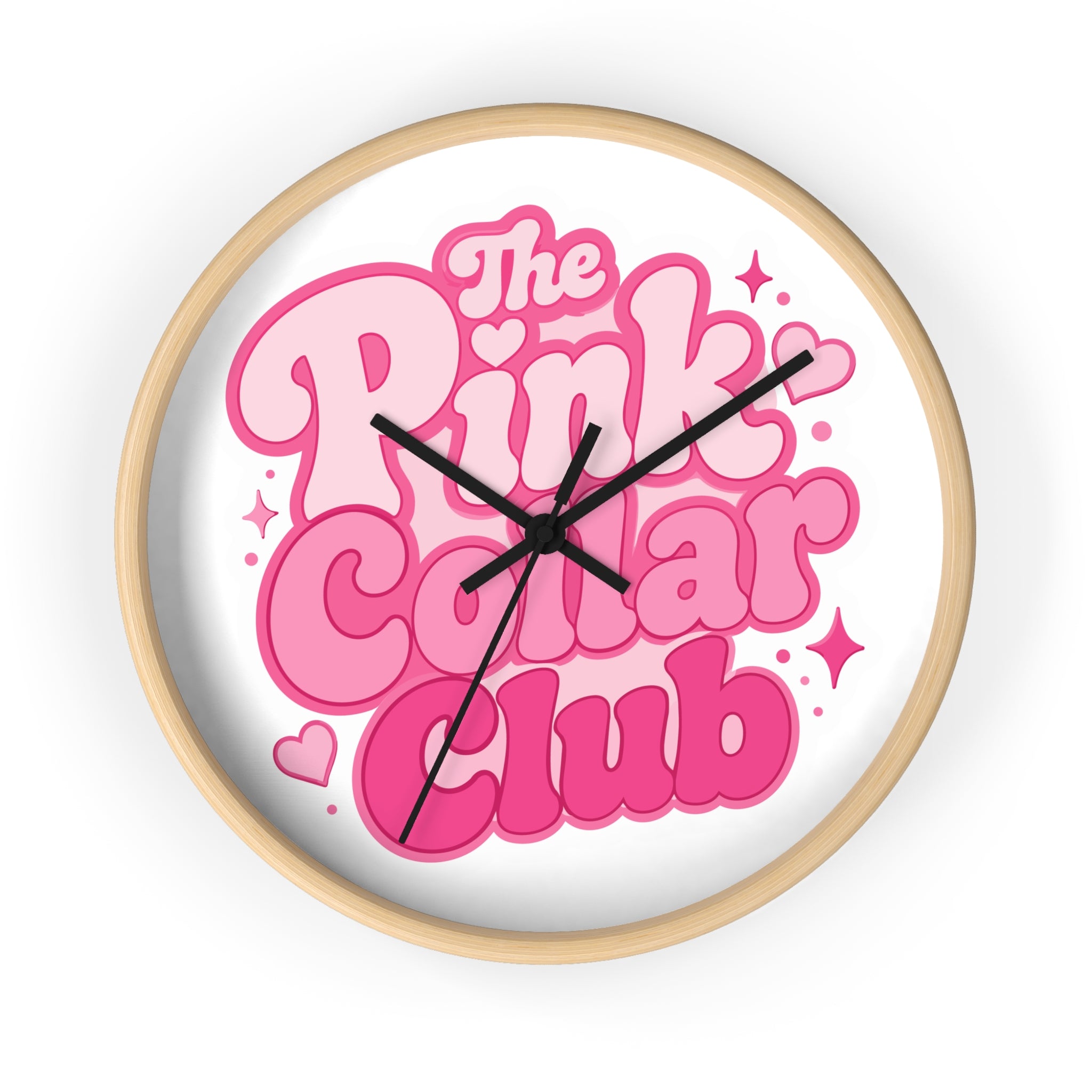 The Pink Collar Club Wall Clock — Retro Pink Graphic Home Decor
