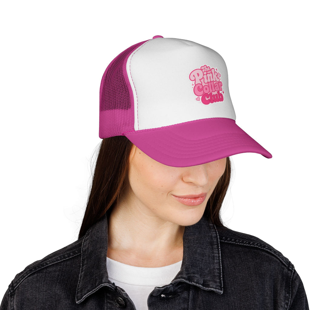 The Pink Collar Club Trucker Hat – Retro Pink Logo Mesh Cap