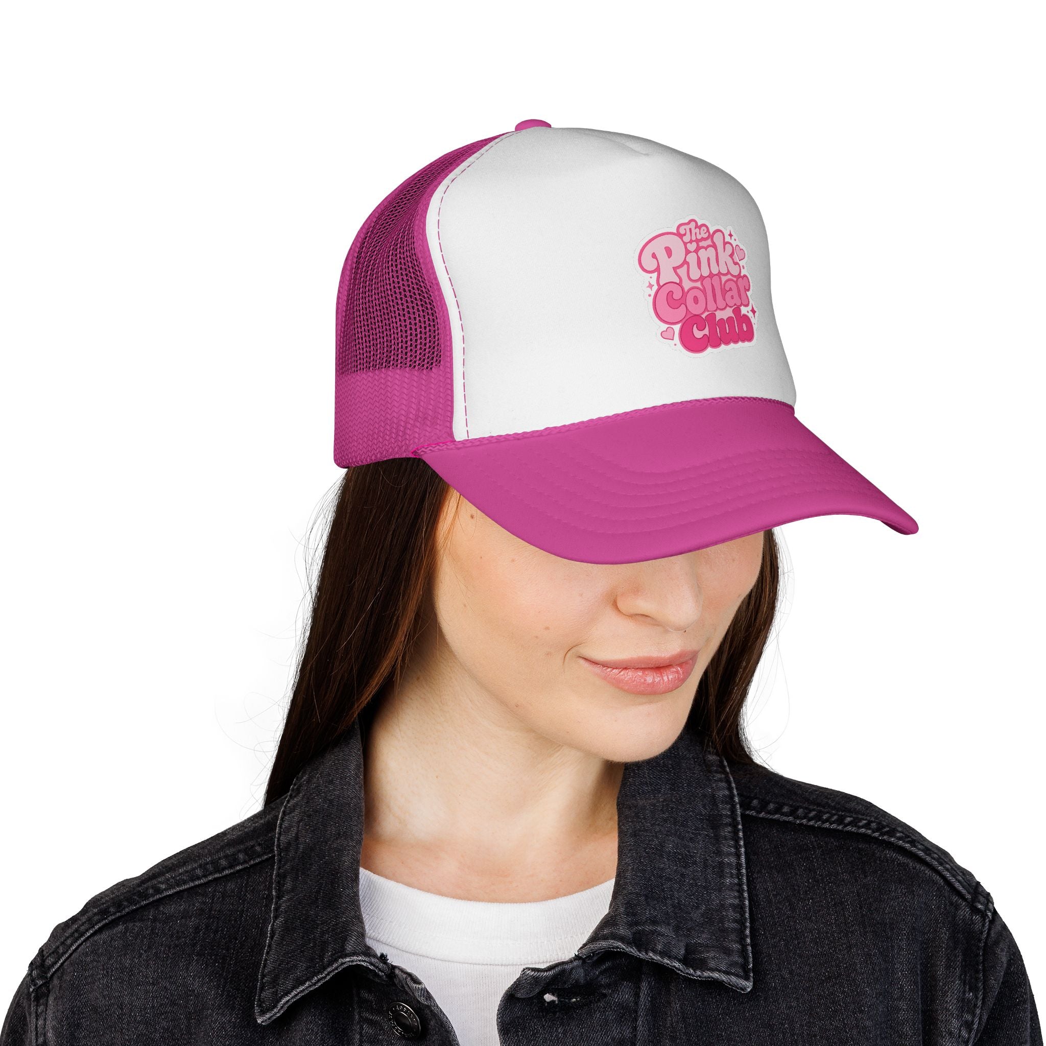 The Pink Collar Club Trucker Hat – Retro Pink Logo Mesh Cap