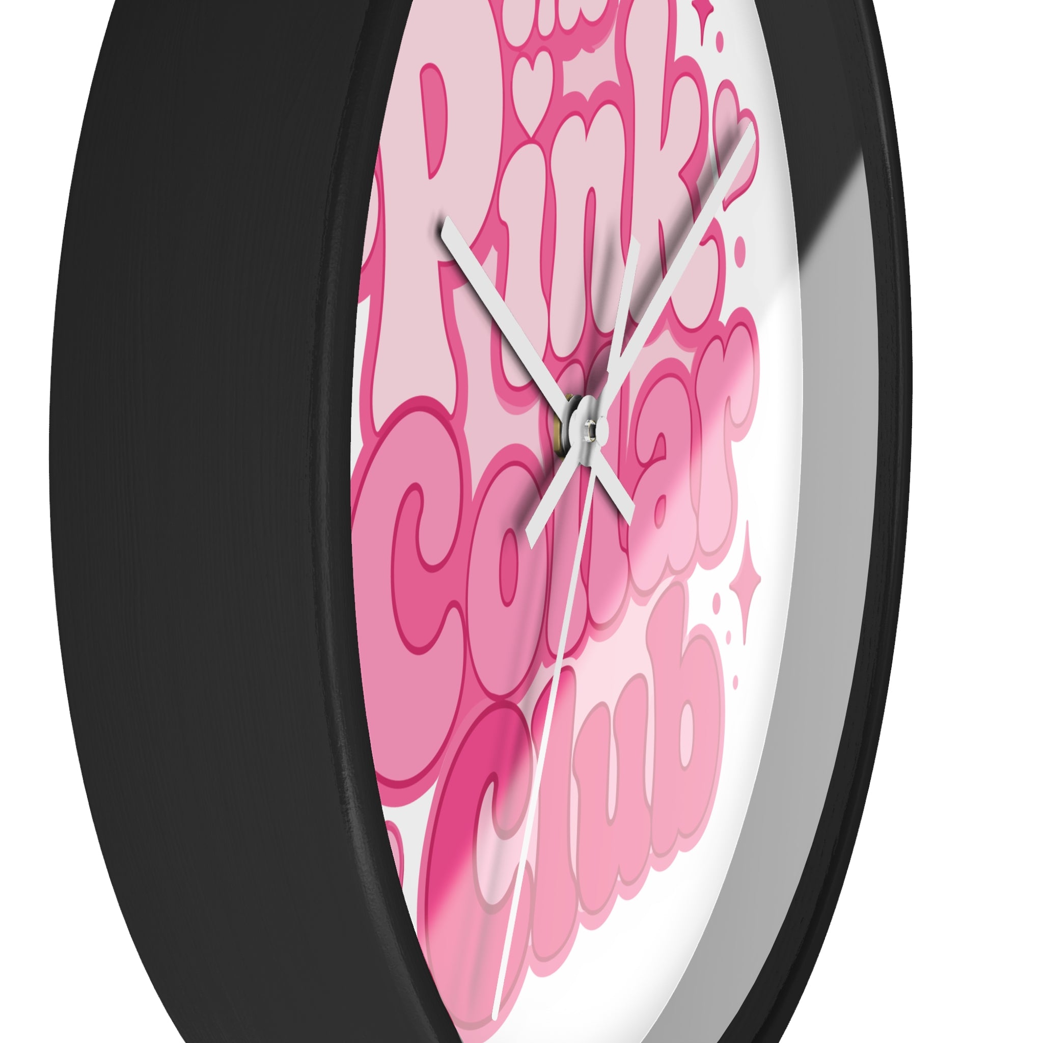 The Pink Collar Club Wall Clock — Retro Pink Graphic Home Decor