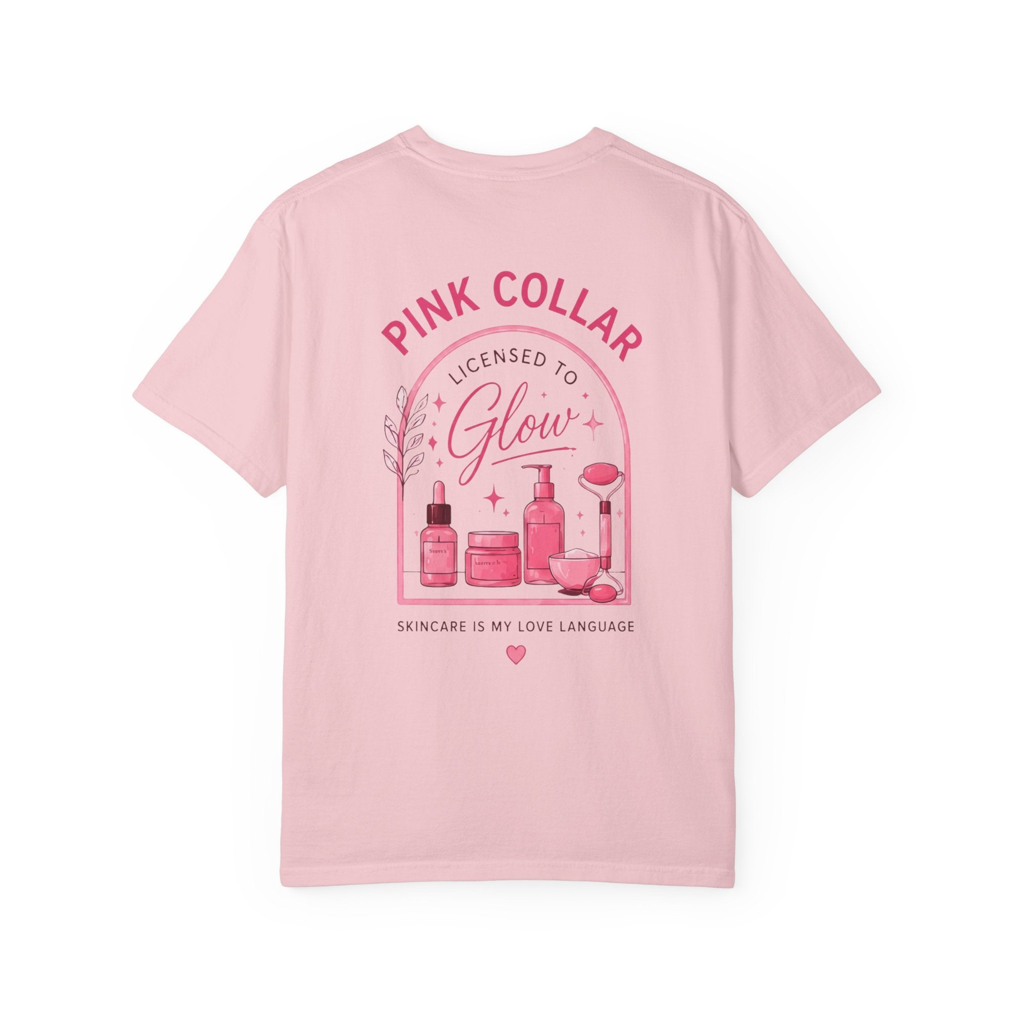 Pink Collar Glow T-Shirt — Skincare Cosmetic Graphic Tee