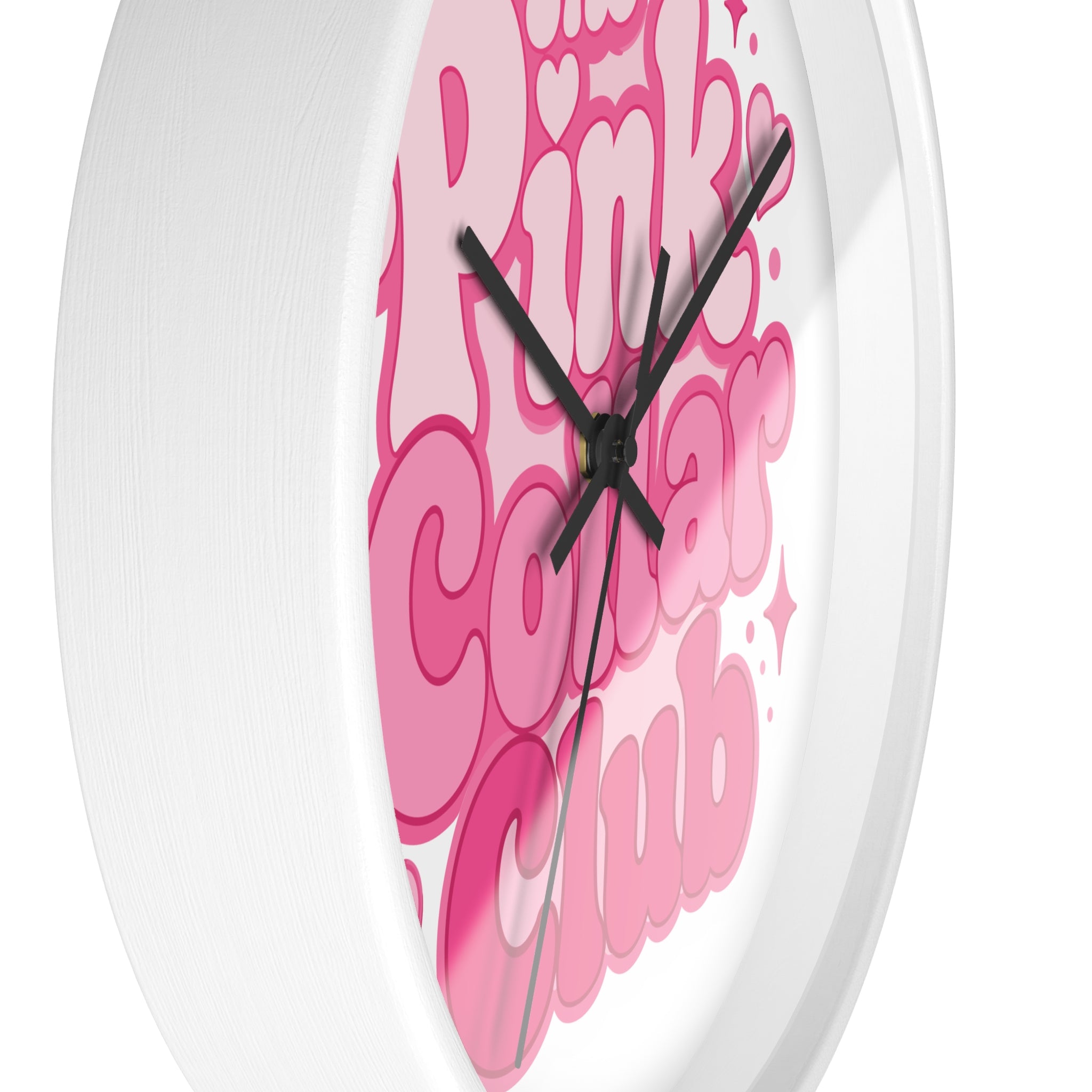 The Pink Collar Club Wall Clock — Retro Pink Graphic Home Decor