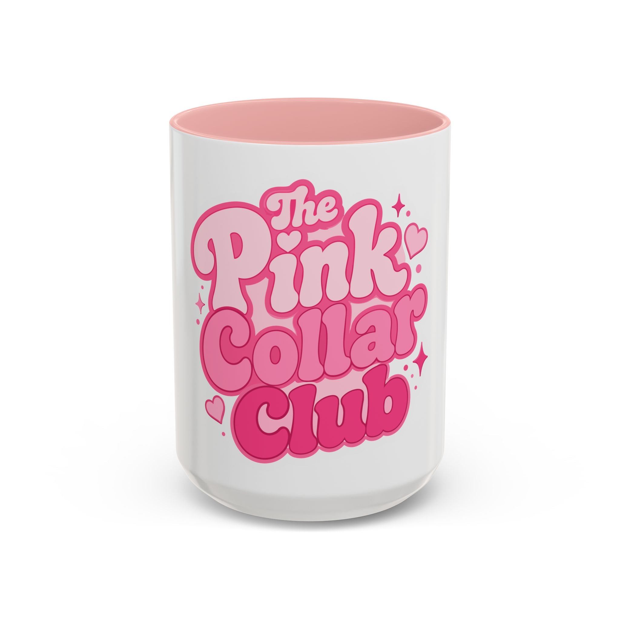The Pink Collar Club Accent Coffee Mug — Cute Feminine Pink Typography 11/15oz