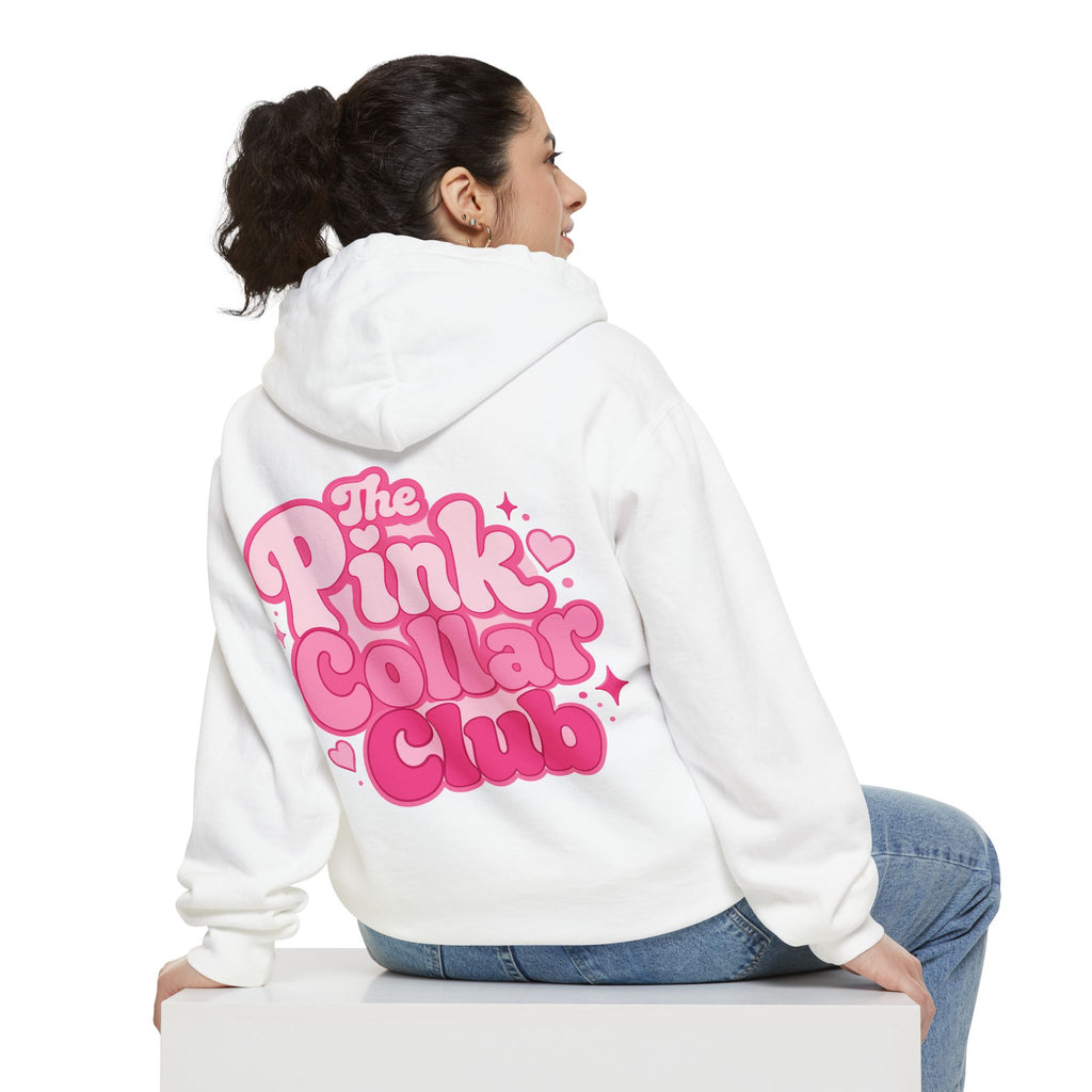 Pink Collar Club Hoodie — Retro Pink Graphic Pullover