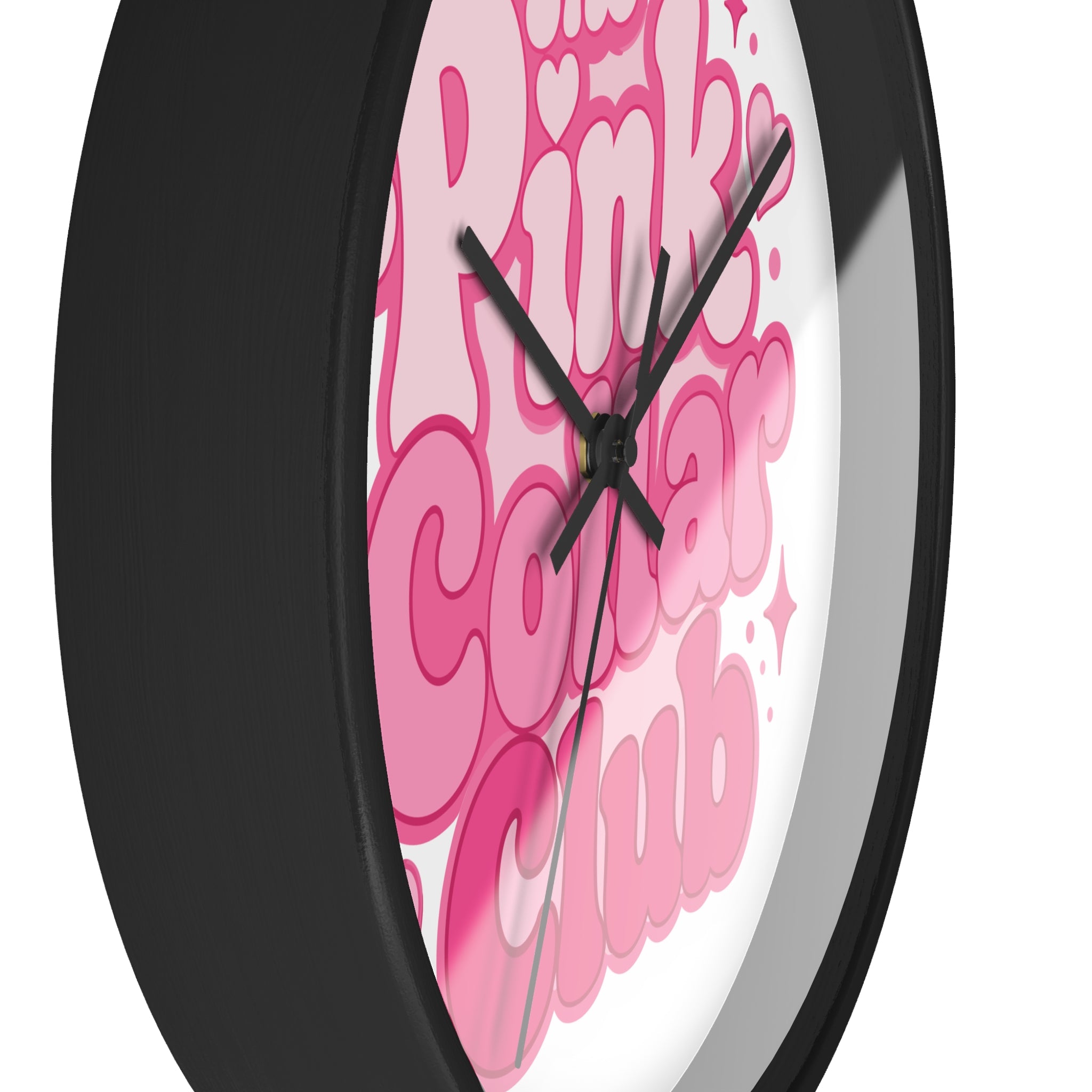 The Pink Collar Club Wall Clock — Retro Pink Graphic Home Decor