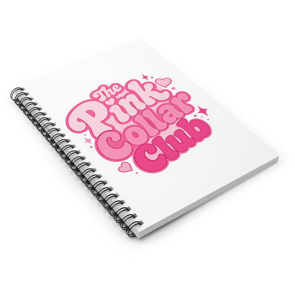 The Pink Collar Club Spiral Notebook — Cute Pink Retro Journal (Ruled)