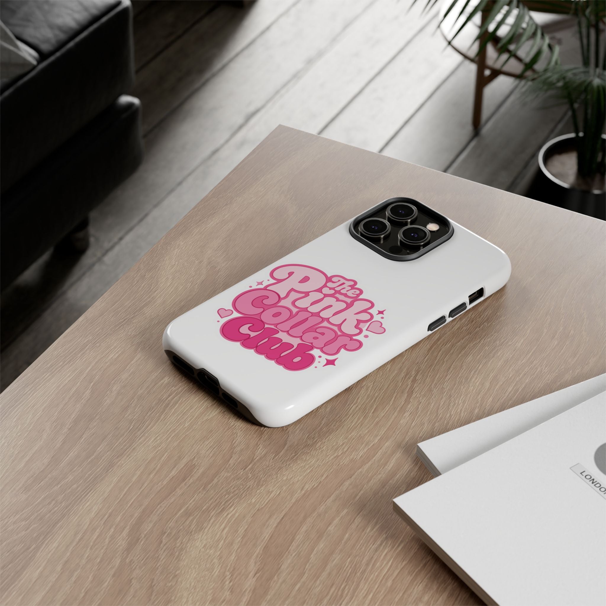 The Pink Collar Club Phone Case — iPhone Cute Retro Pink Graphic Tough Case