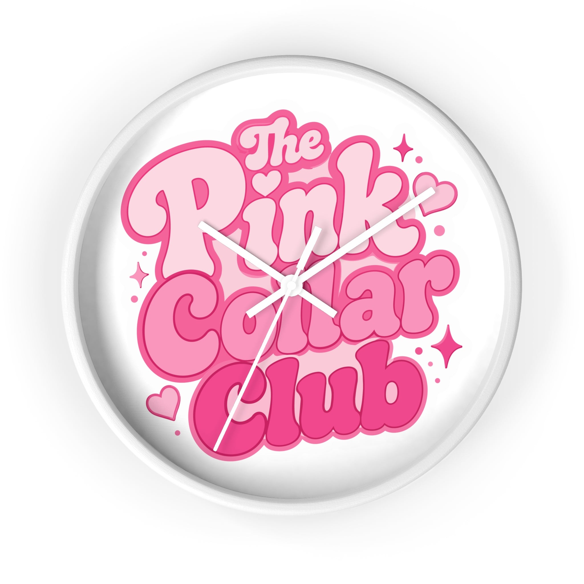 The Pink Collar Club Wall Clock — Retro Pink Graphic Home Decor