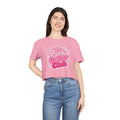 Pink Collar Club Crop Tee – Retro Bubble Letter Graphic Top