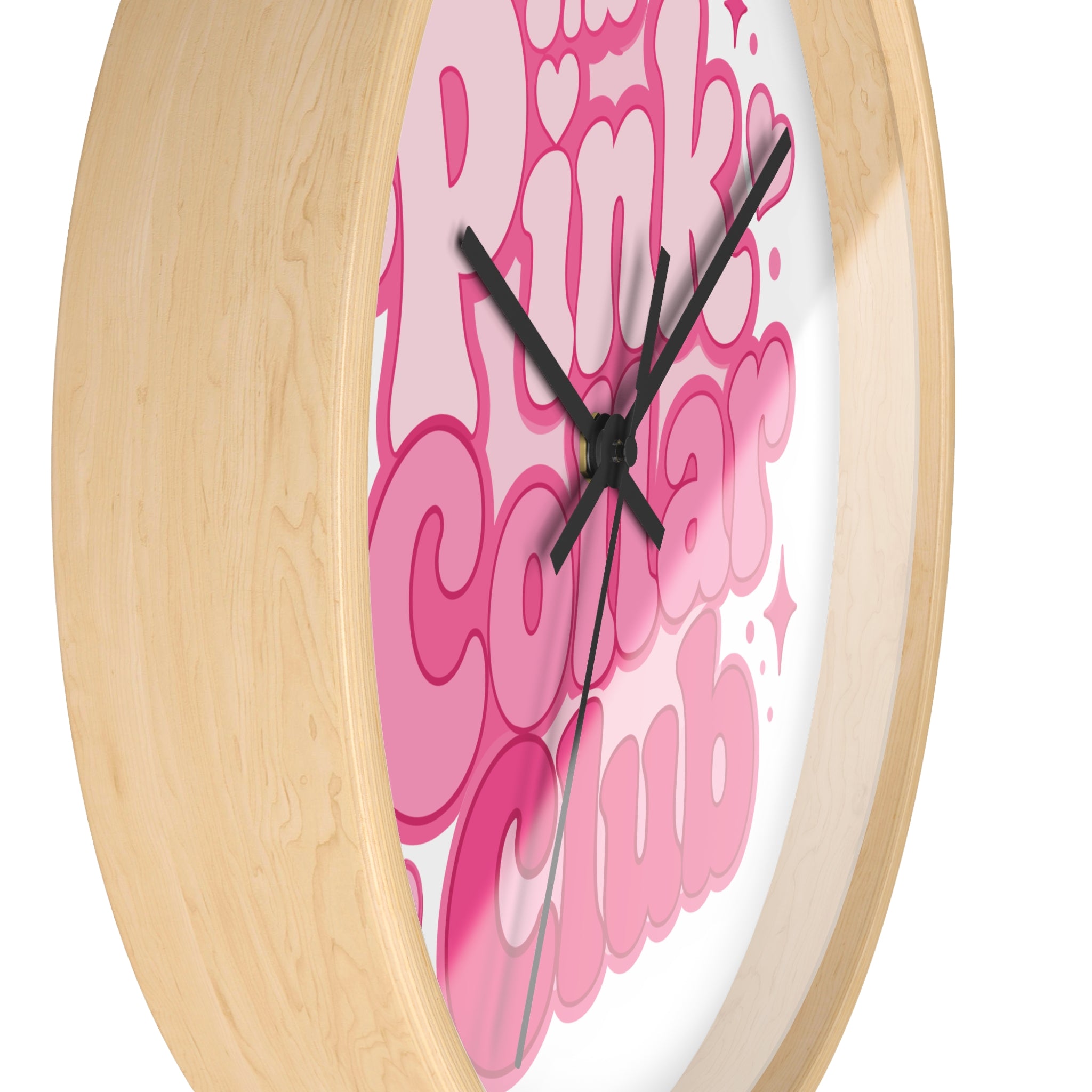 The Pink Collar Club Wall Clock — Retro Pink Graphic Home Decor