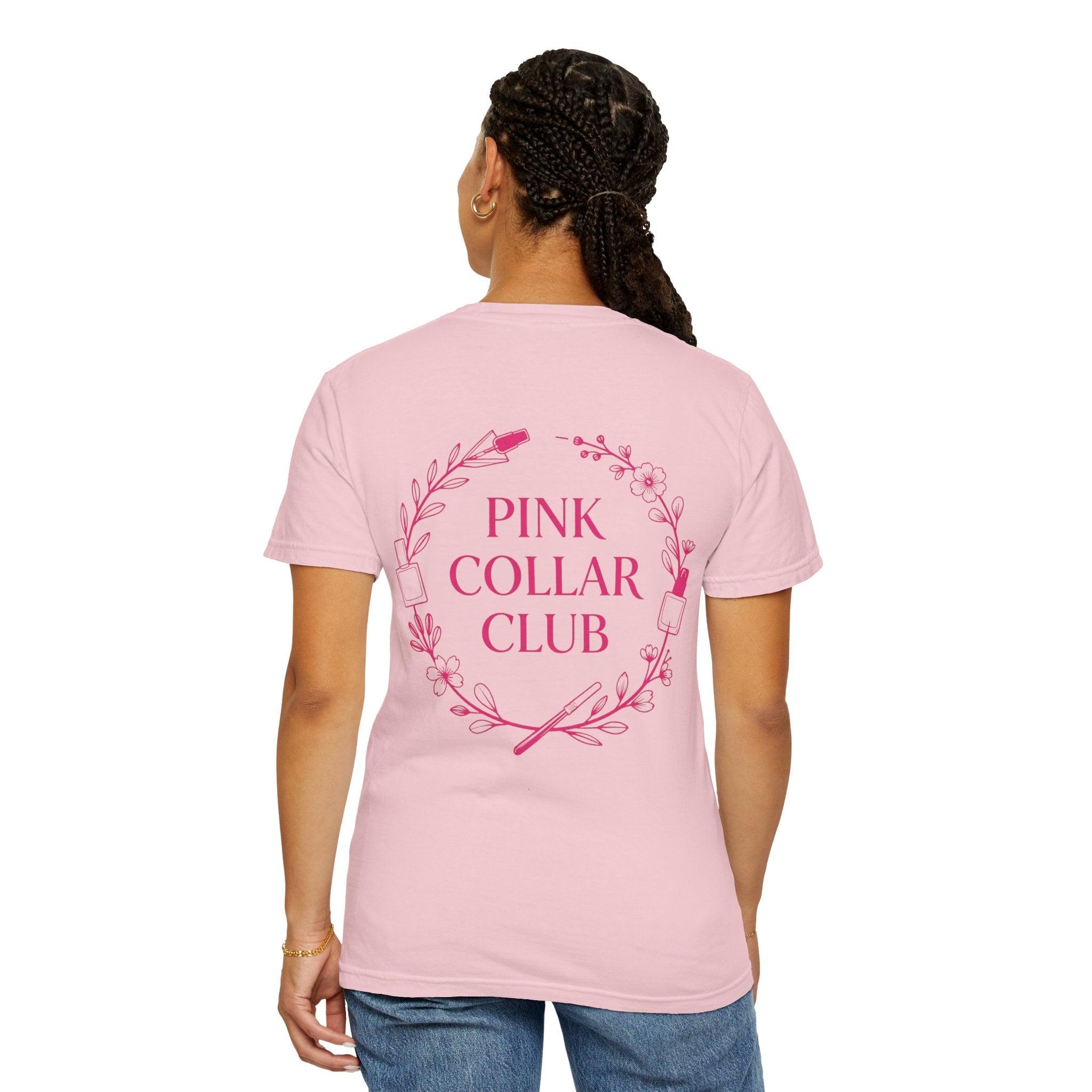 Pink Collar Club T-Shirt — Feminine Floral Nail Tee