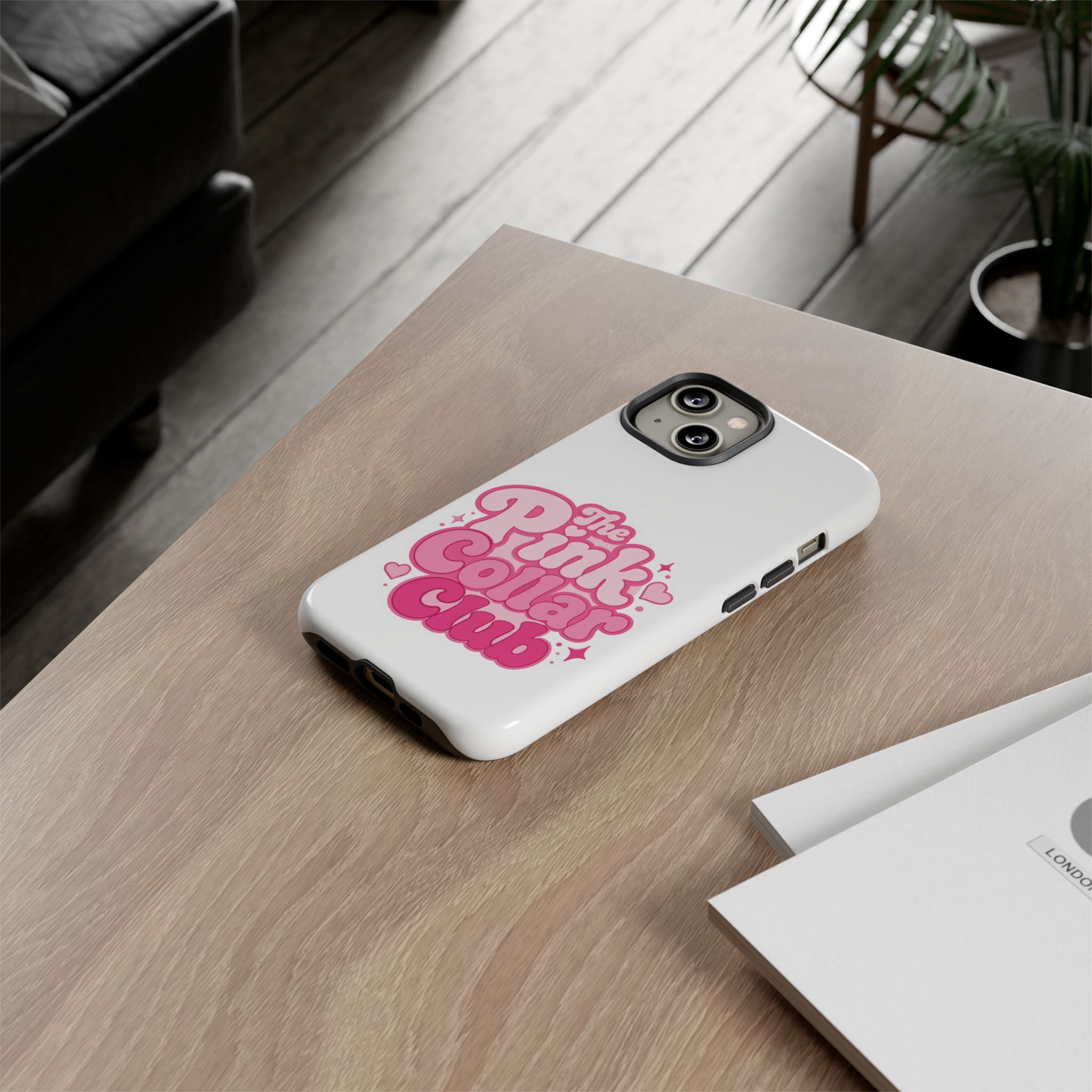 The Pink Collar Club Phone Case — iPhone Cute Retro Pink Graphic Tough Case